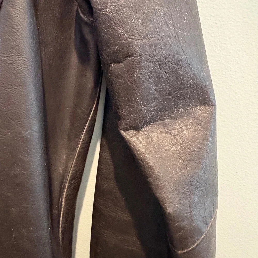 Vtg y2K Wilsons Leather Maxima Jacket Large Slim Chocolate Brown Western Moto - Picture 6 of 16